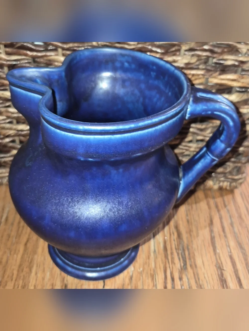 Vintage Cobalt Blue Glazed Studio Pottery 2 lt Creamer